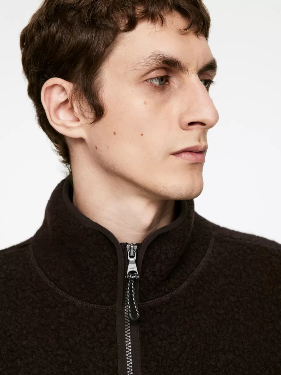 Vêtements De Sport | Sweats Et Pulls À Capuche-ARKET Sweat demi-zippé en laine mélangée Marron