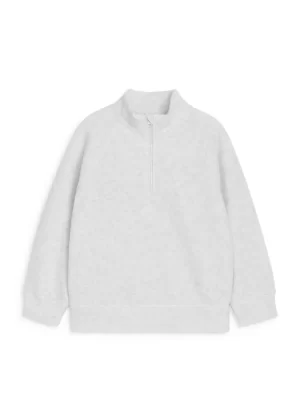 Hauts | Sweats-ARKET Sweat en polaire à demi-fermeture zippée Gris chiné