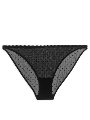 Sous-Vêtements-ARKET Tanga en maille à pois Noir