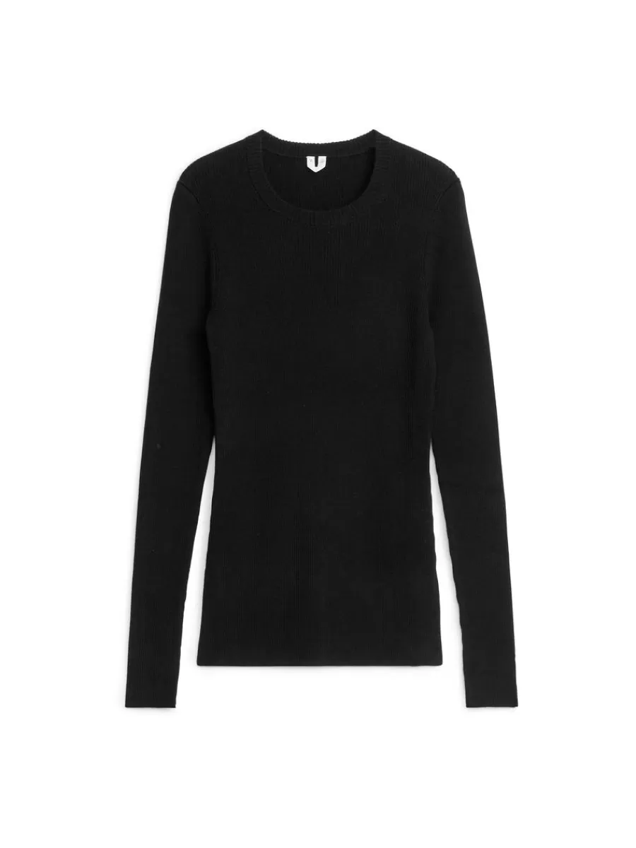 Mailles Et Cardigans-ARKET Top en maille côtelée de laine mérinos Noir