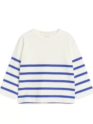 Hauts | T-Shirts-ARKET T-shirt à manches longues Blanc/Bleu
