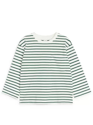 Hauts | Hauts-ARKET T-shirt à manches longues Blanc/Vert foncé