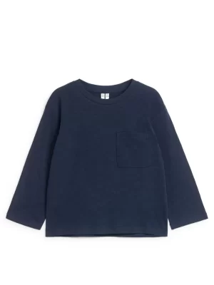 Hauts | T-Shirts-ARKET T-shirt à manches longues en lin mélangé Bleu foncé