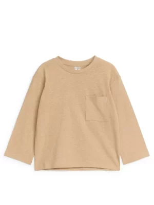 Hauts | T-Shirts-ARKET T-shirt à manches longues en lin mélangé Beige