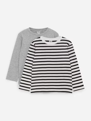 Hauts | Hauts-ARKET T-shirt à manches longues, lot de 2 Gris/Noir/Blanc