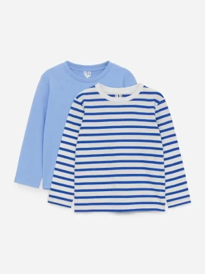 Hauts | Hauts-ARKET T-shirt à manches longues, lot de 2 Bleu/Blanc/Bleu clair