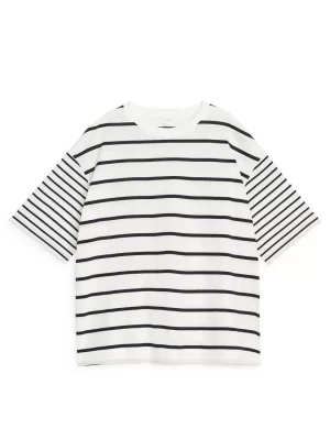 T-Shirts-ARKET T-shirt décontracté SHIRO Bleu foncé/Blanc