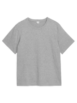 T-Shirts-ARKET T-shirt d'épaisseur moyenne Gris clair chiné