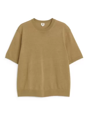 Mailles Et Cardigans-ARKET T-shirt en maille de laine mérinos Beige foncé