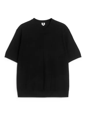 Mailles Et Cardigans-ARKET T-shirt en maille de laine mérinos Noir