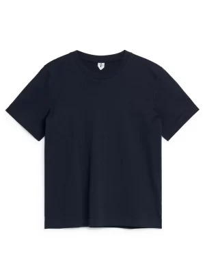 T-Shirts-ARKET T-shirt en tissu léger LILY Bleu foncé