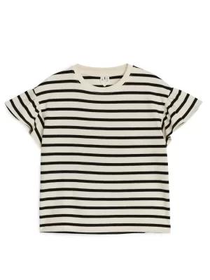 Hauts | T-Shirts-ARKET T-shirt volanté Noir/blanc cassé