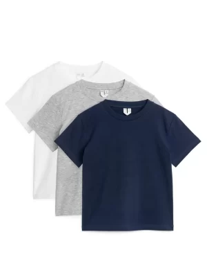Hauts | Hauts-ARKET T-shirts ras-du-cou Lot de 3 Blanc/gris/bleu foncé