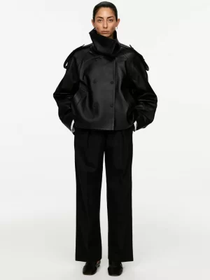 Manteaux Et Vestes-ARKET Veste courte en cuir Noir