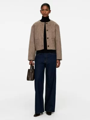 Manteaux Et Vestes-ARKET Veste en laine brossée mélangée Beige foncé