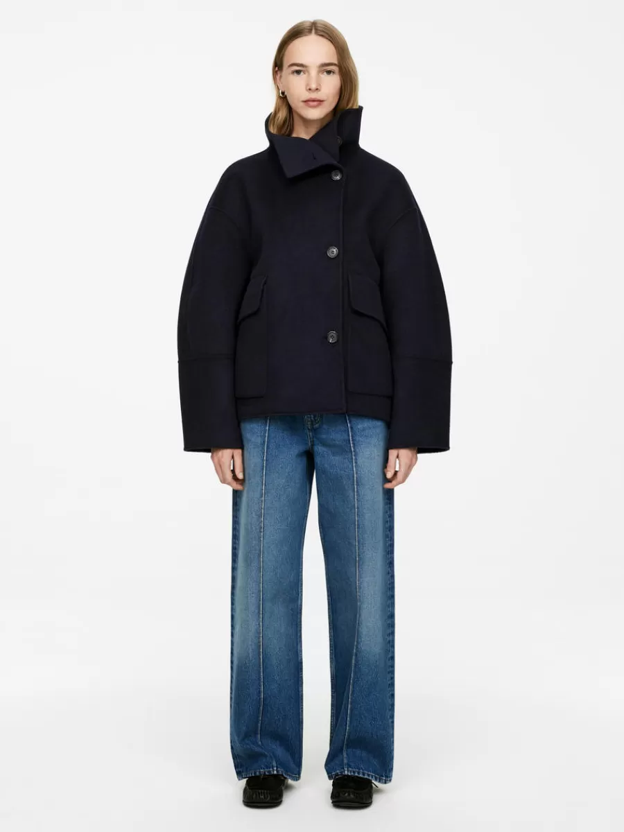 Manteaux Et Vestes-ARKET Veste en laine doublée mélangée Bleu foncé
