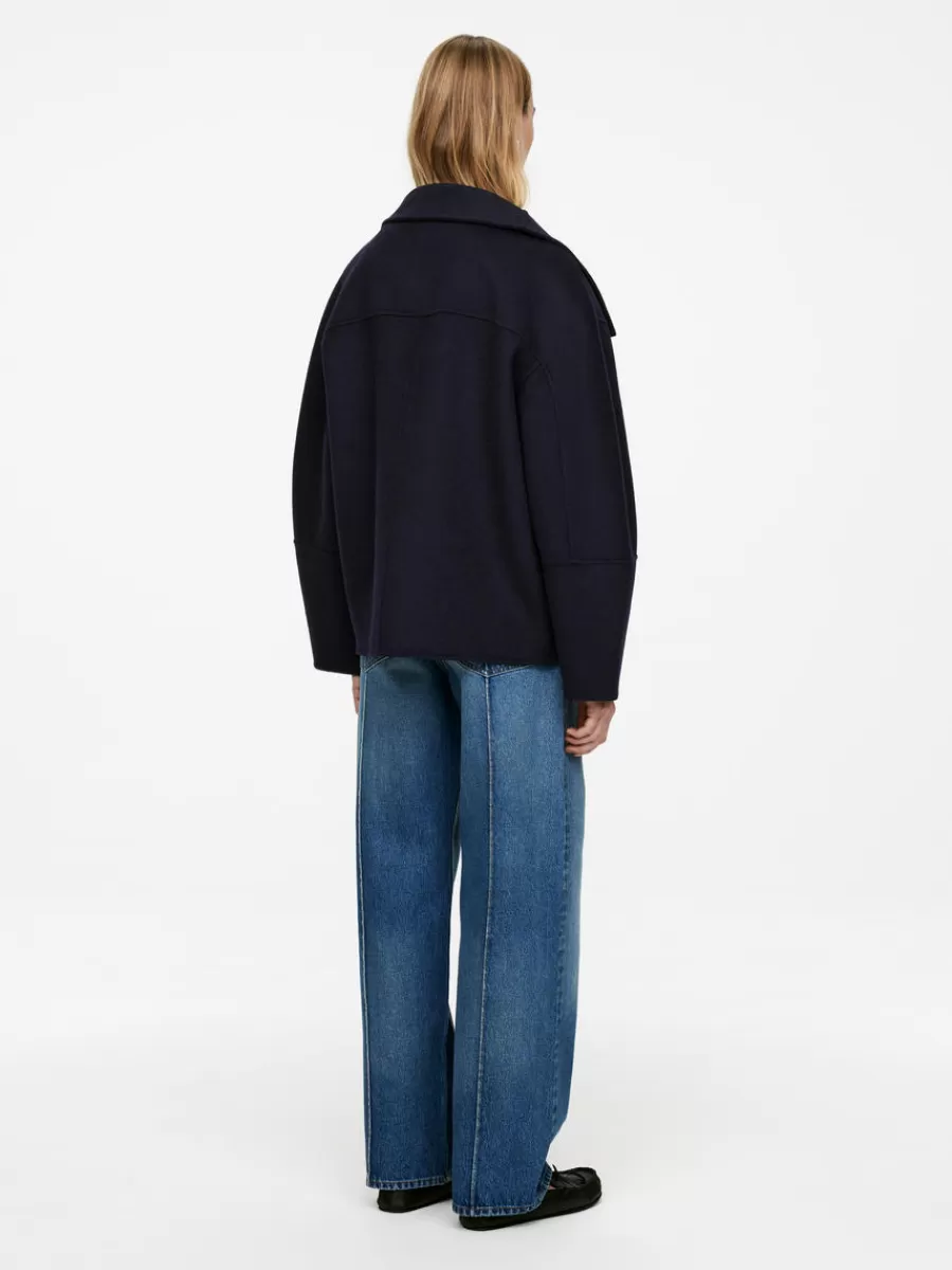 Manteaux Et Vestes-ARKET Veste en laine doublée mélangée Bleu foncé