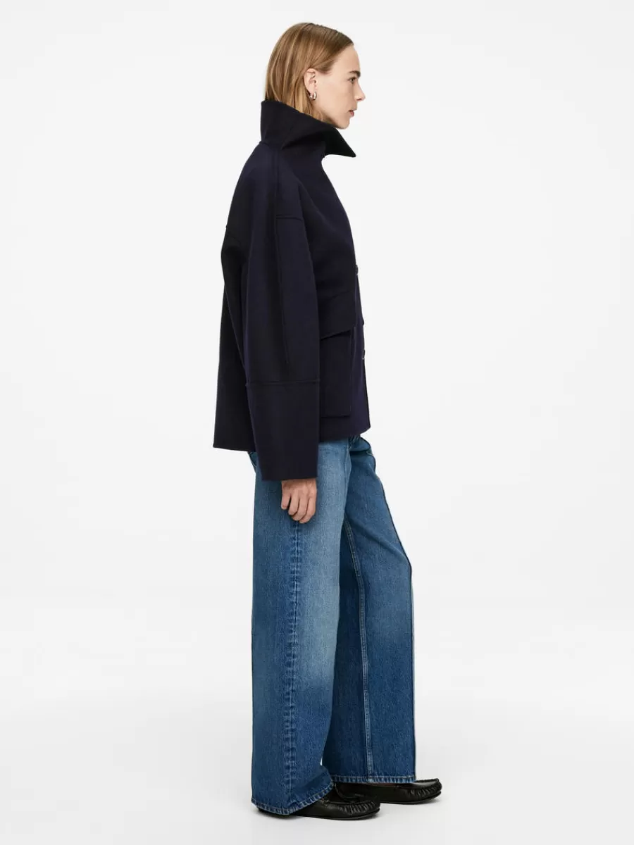 Manteaux Et Vestes-ARKET Veste en laine doublée mélangée Bleu foncé