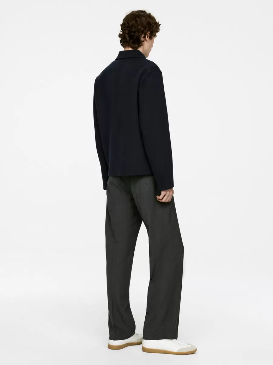 Manteaux Et Vestes-ARKET Veste en laine doublée mélangée Bleu foncé