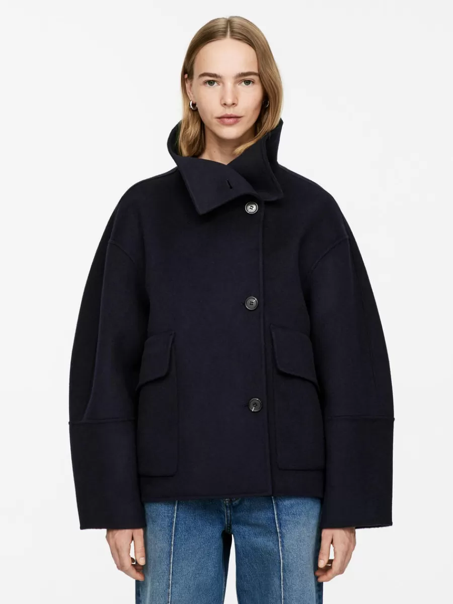 Manteaux Et Vestes-ARKET Veste en laine doublée mélangée Bleu foncé