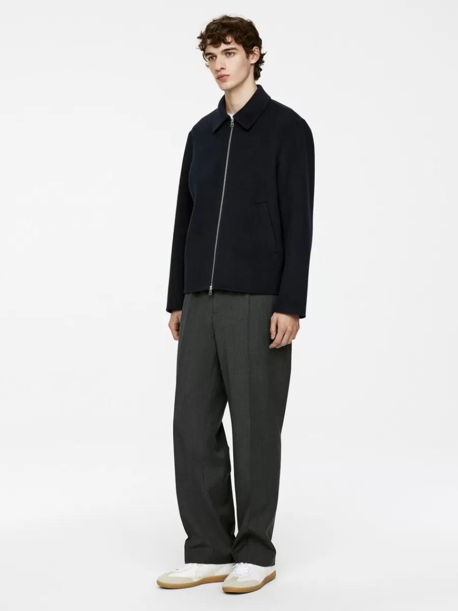 Manteaux Et Vestes-ARKET Veste en laine doublée mélangée Bleu foncé