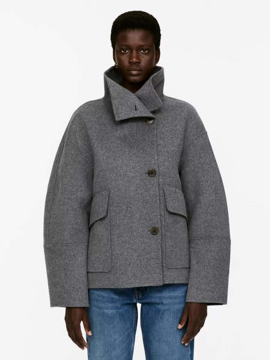 Manteaux Et Vestes-ARKET Veste en laine doublée mélangée Gris chiné