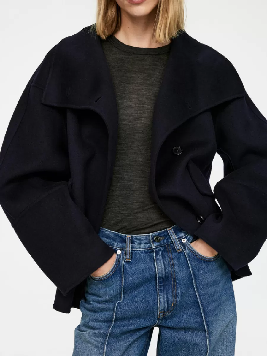 Manteaux Et Vestes-ARKET Veste en laine doublée mélangée Bleu foncé