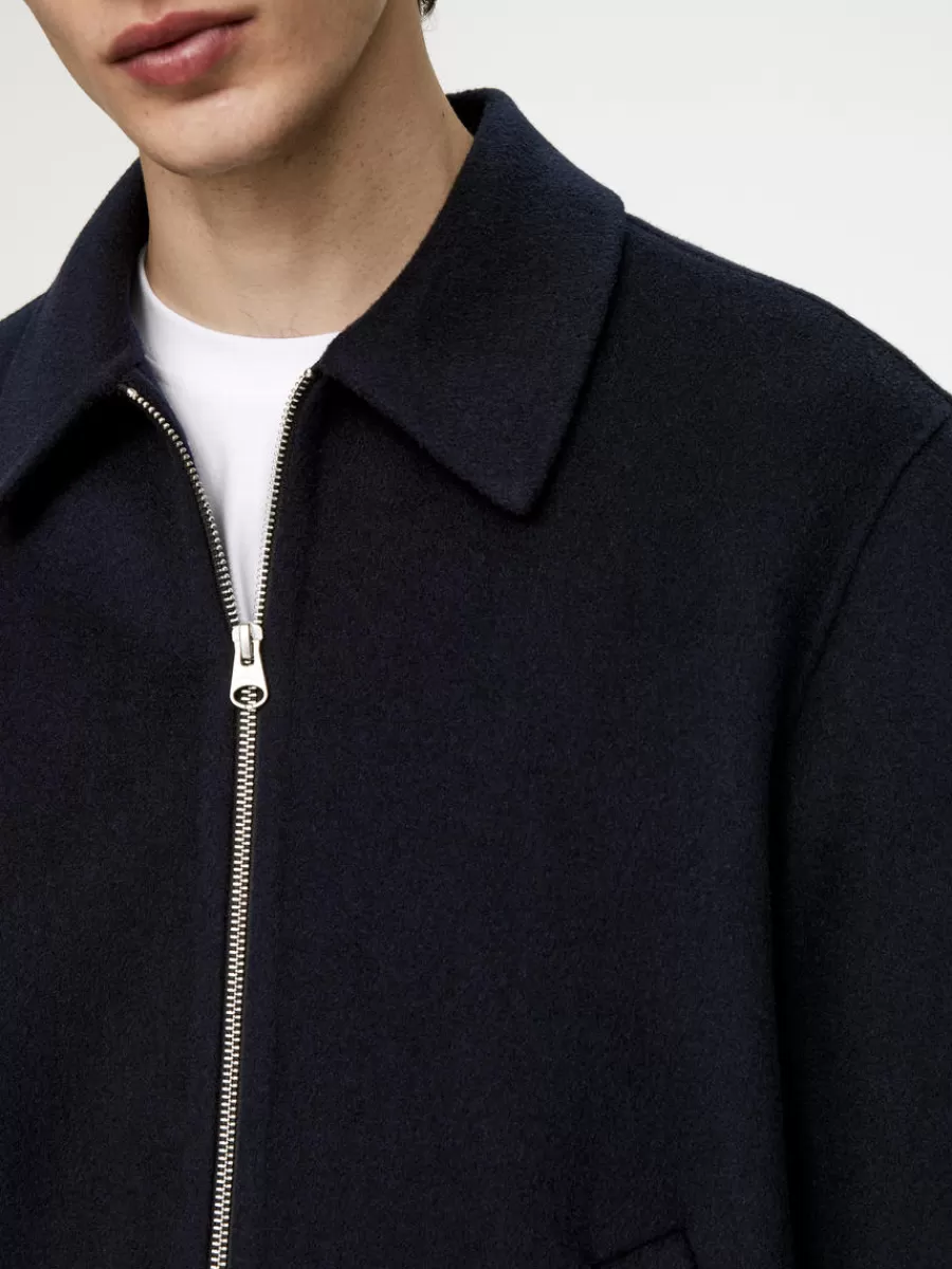Manteaux Et Vestes-ARKET Veste en laine doublée mélangée Bleu foncé