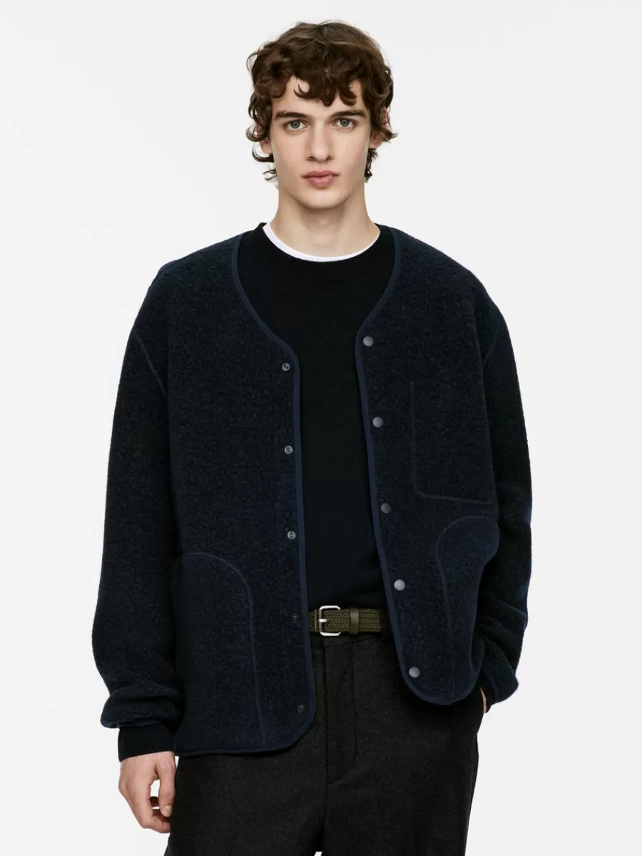 Vêtements De Sport | Manteaux Et Vestes-ARKET Veste molletonnée en laine Bleu foncé