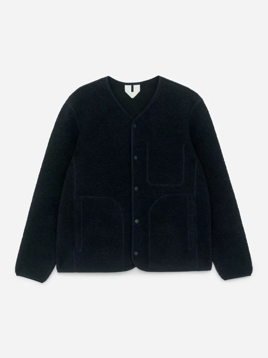 Vêtements De Sport | Manteaux Et Vestes-ARKET Veste molletonnée en laine Bleu foncé