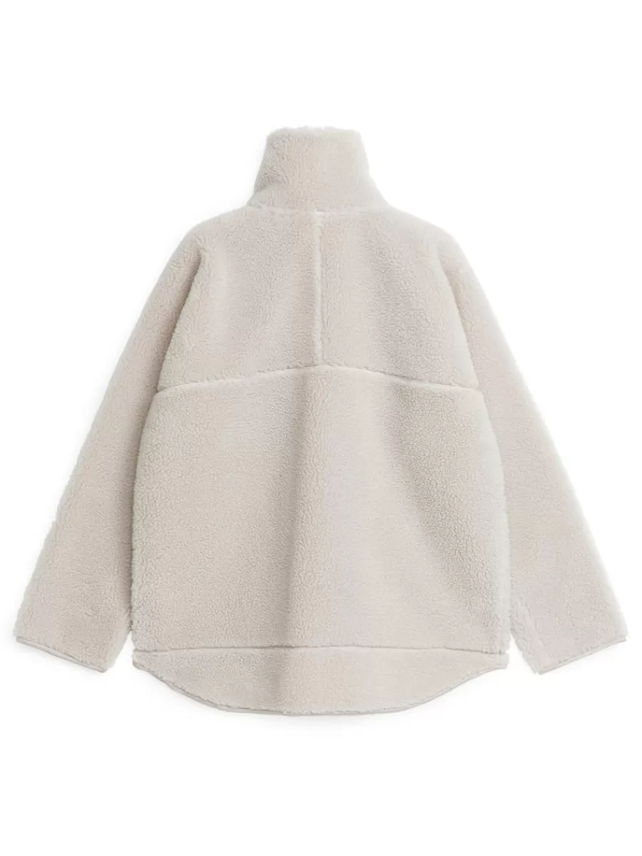 Vêtements De Sport | Manteaux Et Vestes-ARKET Veste peluche à col haut Blanc cassé